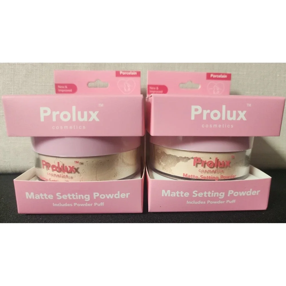 PROLUX Cosmetics Matte Setting Powder With Puff ~ Porcelain (2) ‎ New